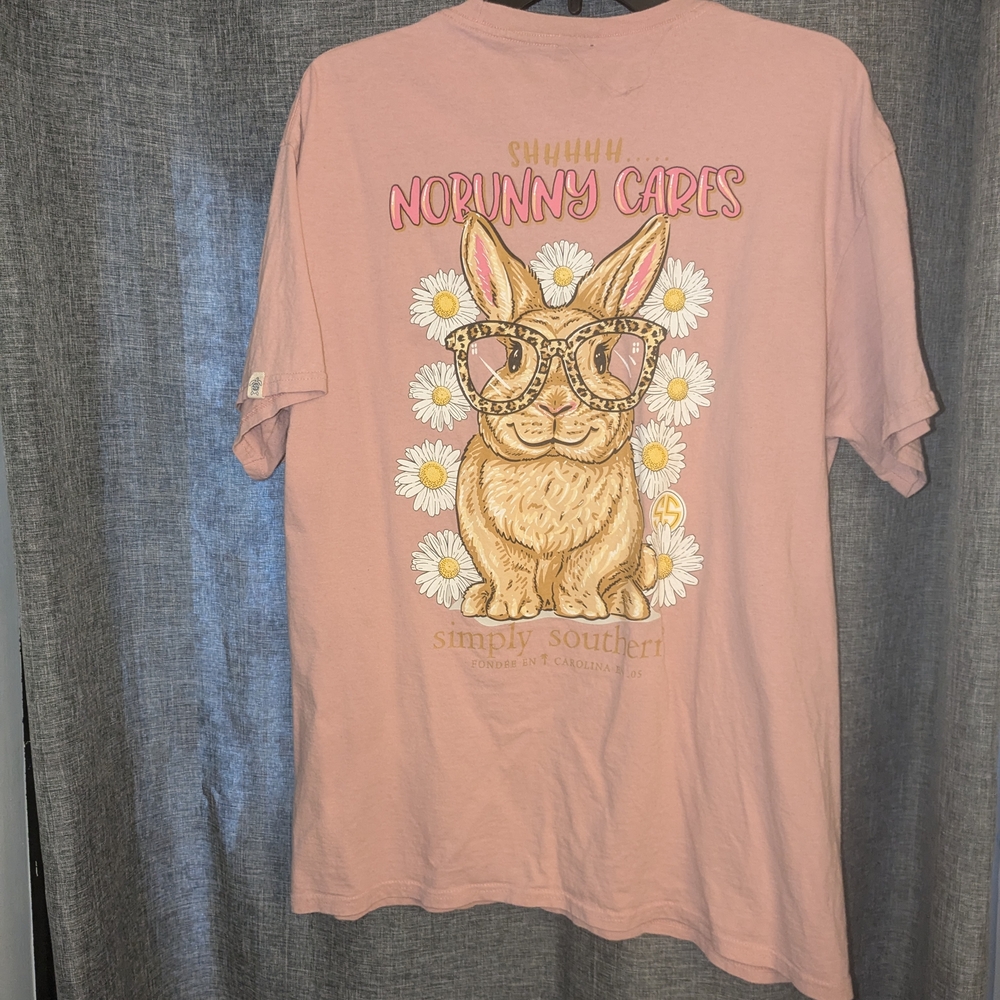 Simply Southern Pink Short Sleeve Tee with Bunny Design